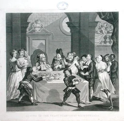 Sancho at the Feast Starved by his Physician, engraved by Thomas Cook (1744-1818)
