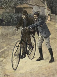 Learning the Old Dad. Engraving from W. Rainey