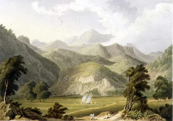 Approach to the Bore Ghaut, from a Painting by Lt. Col. Johnson, Engraved by T. Fielding and Coloured by J.B. Hogarth