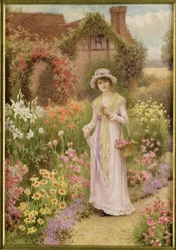Girl by a Herbaceous Border