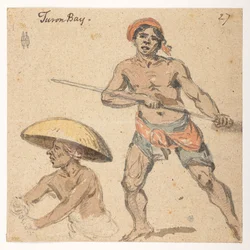 Two Men of Turon Bay, from an Album of 372 Drawings of Landscapes, Coastlines, Costumes and Everyday Life