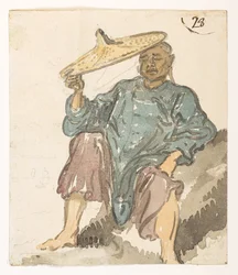 Sleeping figure, probably from Turon Bay, from an Album of 372 drawings of landscapes, coastlines, costumes and everyday life made during Lord Macartney