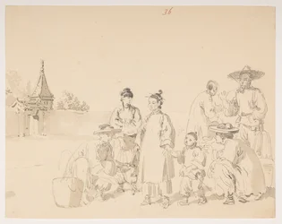 A group, from an Album of 372 drawings of landscapes, coastlines, costumes and everyday life made during Lord Macartney