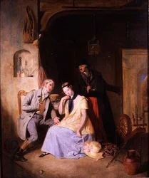 A Suitor with His Lover Being Pressed by the Coachman for a Quick Getaway