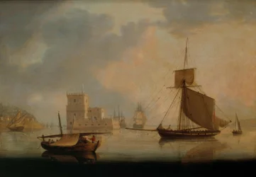 Naval Cutter by Belem Tower at the Mouth of the Tagus