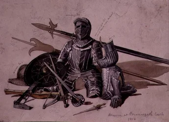 Study of armour and weapons at Brancepeth Castle, Durham