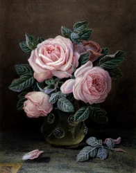 Pink Roses in a Glass Vase