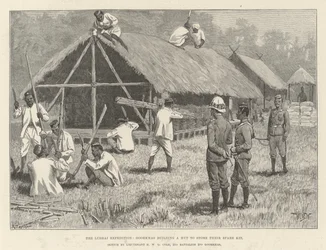 The Lushai Expedition, Goorkhas building a Hut to store their Spare Kit