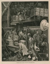 Breaking bulk on board a tea ship in the London docks