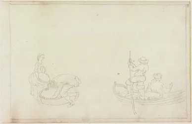 Two Bargemen, and Man and Woman with Basket