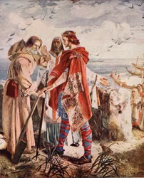 Egfrith Offering the Bishopric of Hexham to Cuthbert, 678, Illustration from 