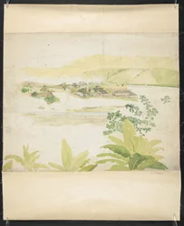 Watercolour drawing of the Lucky Valley Estate, Clarendon, Jamaica