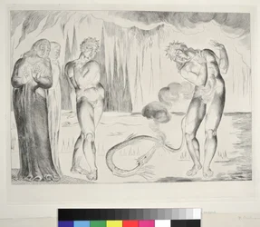 The Circle of Thieves: Buoso Donati Attacked by the Serpent, Inferno, Canto XXV, illustration to the 