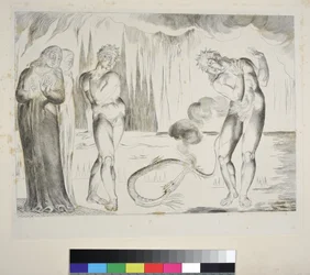 The Circle of the Thieves: Buoso Donati Attacked by the Serpent, Inferno, Canto XXV, illustration to the 