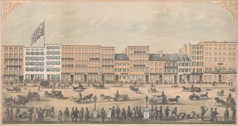 View of Park Place, New York, from Broadway to Church Street, North Side, A.D. 1854