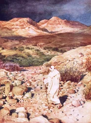 Jesus being led into the wilderness to be tempted by the devil