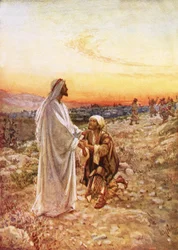 Jesus with the one leper who returned to give thanks