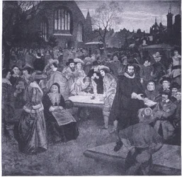 Signing of the National Covenant in Greyfriars Churchyard 1638, from Cassells History of the British People published by the Waverley Book Company Limited, c.1940