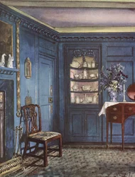 Interior Decoration: A Dining-Room with Stippled Blue Walls