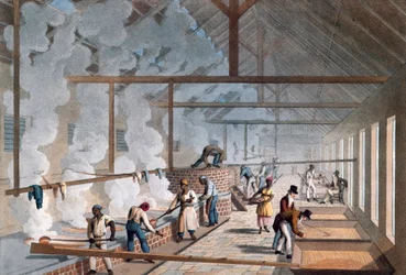 Slaves working in the boiling house