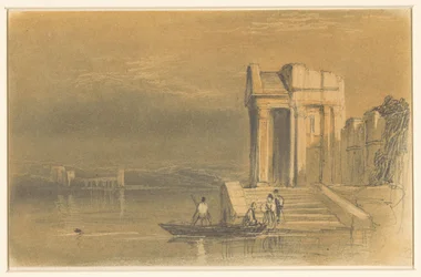 Temple Ruins by a Lake in an Italian Landscape
