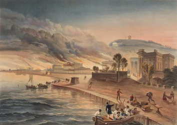 Burning of the Government Buildings at Kertch, 9th June 1855