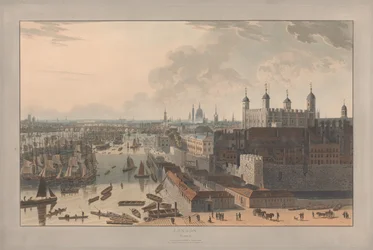 Plate II: London, the Pool and the Tower (from William Daniell