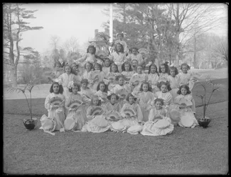 Group portrait of unidentified little girls, probably the Roman Catholic Orphan Asylum, Kingsbridge, Bronx, c.1911
