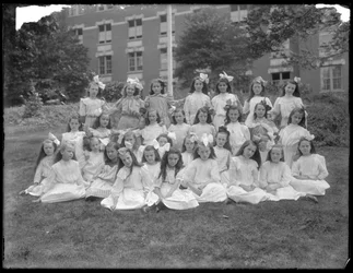 Group portrait of unidentified little girls, probably the Roman Catholic Orphan Asylum, Kingsbridge, Bronx