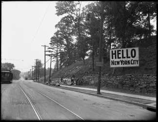 Northern border of New York City at Broadway at 263rd Street, looking south, June 8, 1914