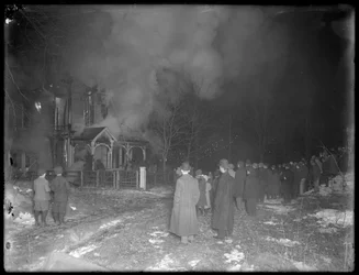 Prescott Cottage Fire at Night, Inwood Hill