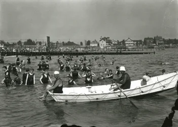 Rowboat and Swimmers in the Water, Coney Island, c.1910-21