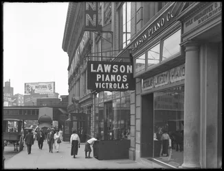 Sign for Lawson Pianos, 372 E. 149th Street, New York City