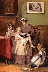 The kind servant: a maid reading to young children