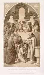 The Baptism of King Ethelbert (c.552-616) of Kent by St. Augustine at Canterbury in 597, from 