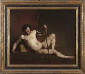 Male Nude Leaning on Staff