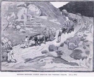 Hindus bringing cotton through the Western Ghauts 1862 AD