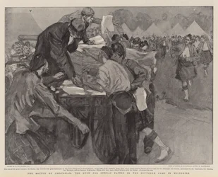 The Battle of Omdurman, the Rush for Sunday Papers in the Southern Camp in Wiltshire