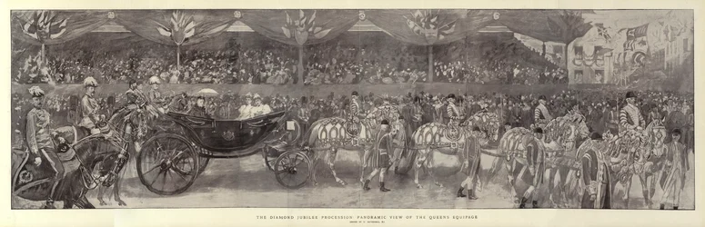 The Diamond Jubilee Procession, Panoramic view of the Queen