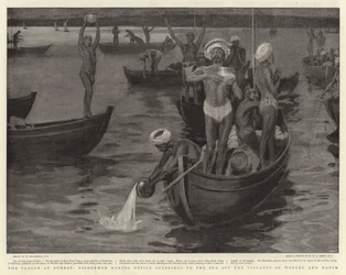 The Plague at Bombay, Fishermen Making Votive Offerings to the Sea off the Villages of Worlee and Mahim