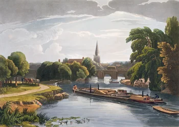 Abingdon Bridge and Church, engraved by Robert Havell the Younger, published 1818