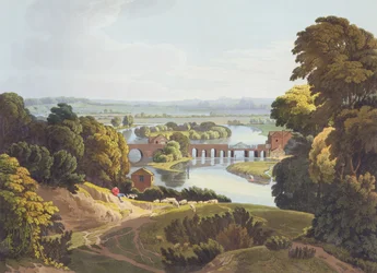 Caversham Bridge, near Reading, engraved by Robert Havell the Younger, published 1818