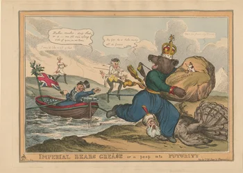 Imperial Bears Grease Greece or a peep into futurity. Caricature on the Russo-Turkish War