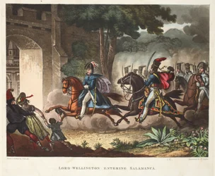 Lord Wellington Entering Salamanca, Aquatint by J.C. Stadler, Pub. by Tegg, Apr 1818
