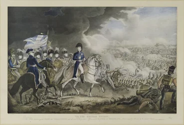 ‘To the British Nation’, the Duke of Wellington and the Most Distinguished Officers at the Battle of Waterloo, 18 Jun 1815, aquatint by W. T. Fry and T. Sutherland, published by J. Jenkins, London, 18