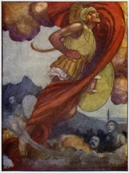 Mars, like a thunder-cloud, swept upwards through the sky to Olympus
