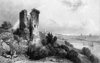 Hadleigh Castle, Essex, engraved by Charles Mottram