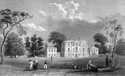 Hare Hall, Essex, engraved by E. Young, 1833