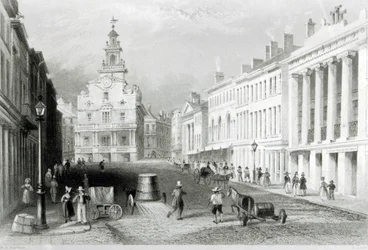 State Street, Boston, engraved by S. Lacey
