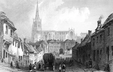 Thaxted from the South, Essex (engraved by J. Rolph)
